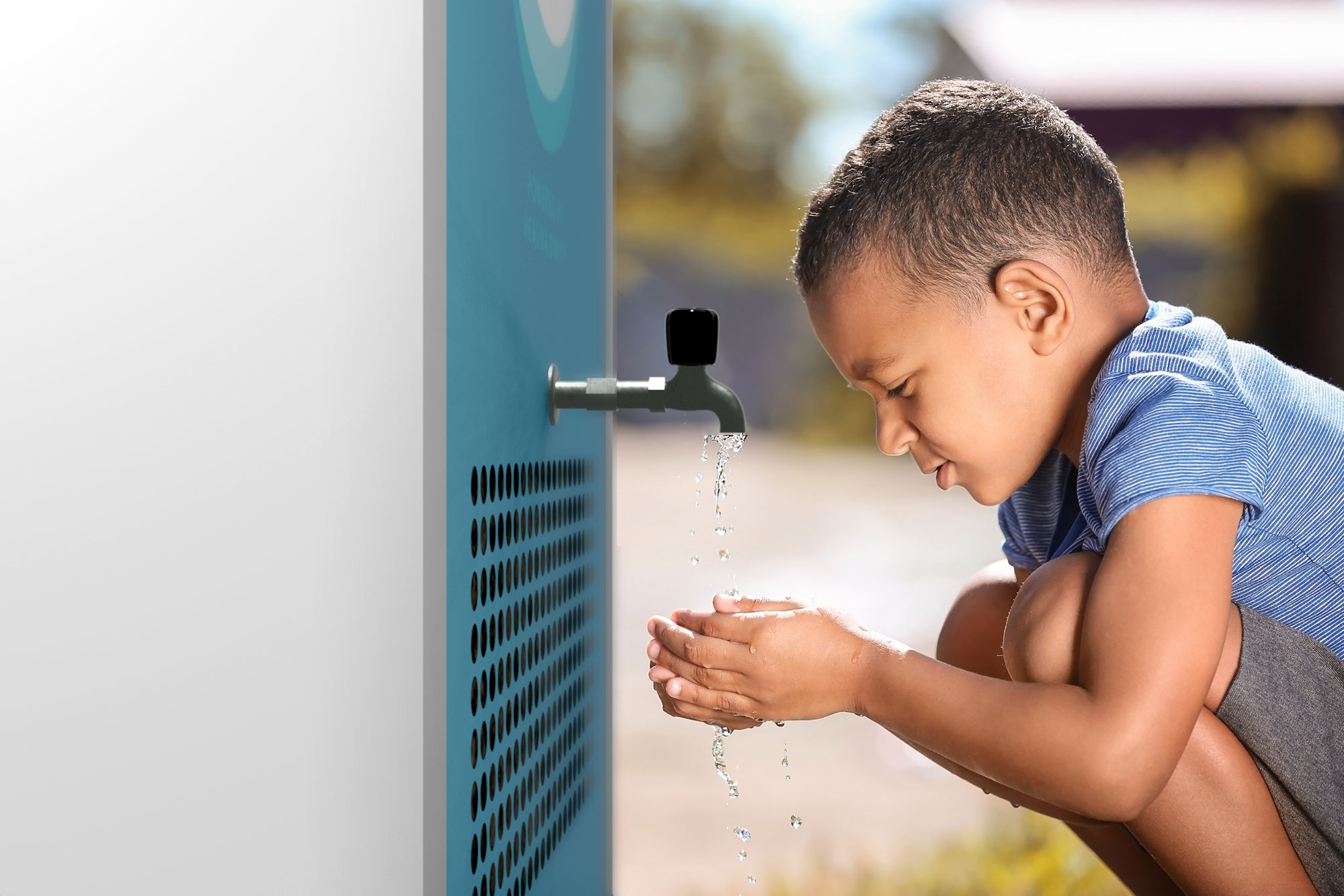 Child receiving clean water